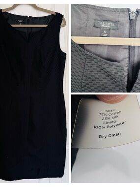 Talbots Black Textured Sleeveless Sheath Dress